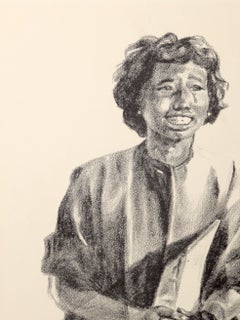 "Birmingham School Girl" - Rare Signed Figurative Lithograph in Ink on Paper