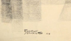 Geometric Woman's Portrait - Rare Signed Graphite Drawing on Paper 1962