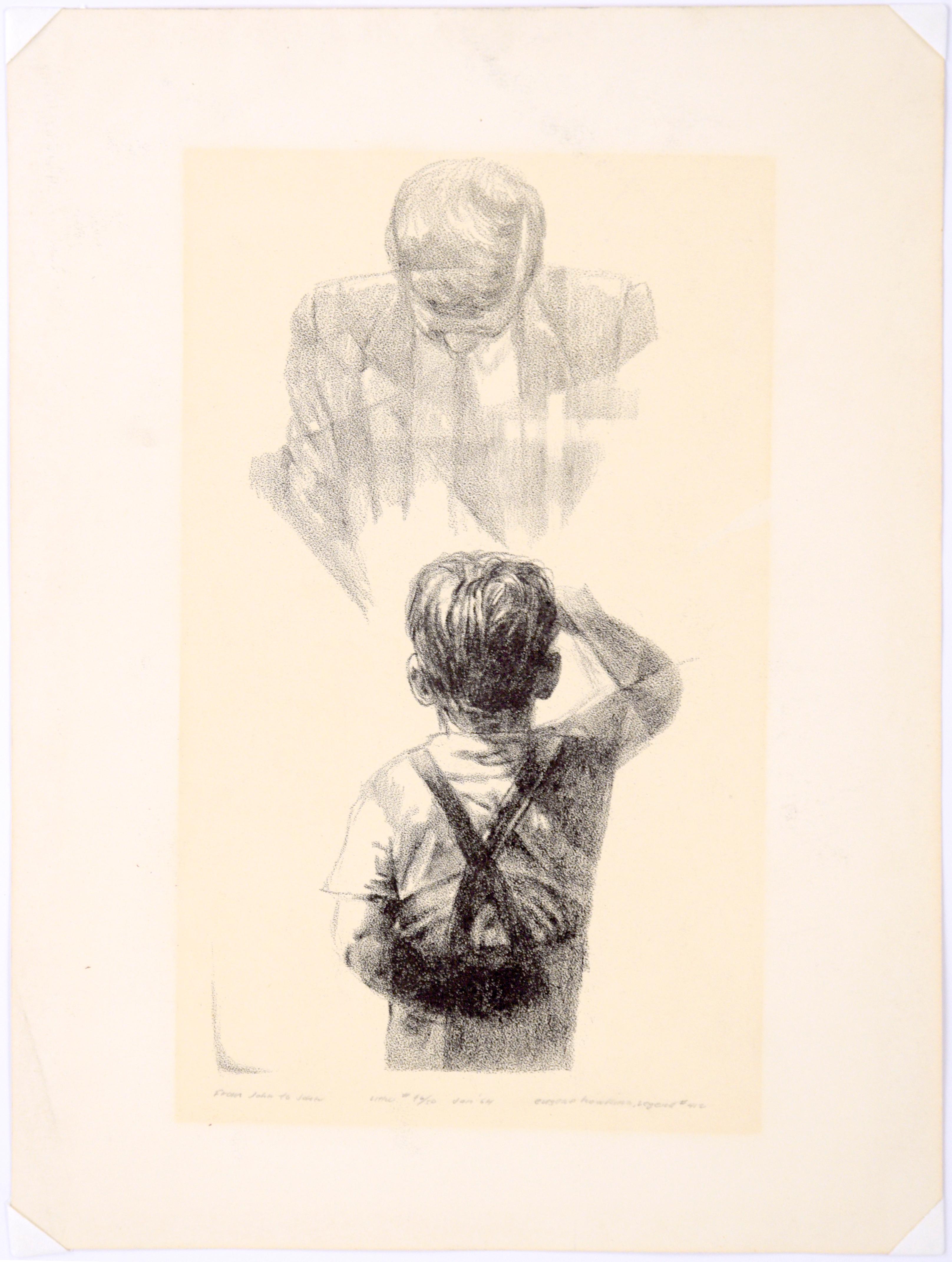 John F. Kennedy, Jr. Salutes His Father, the President - Rare Signed Lithograph - American Modern Print by Eugene Hawkins