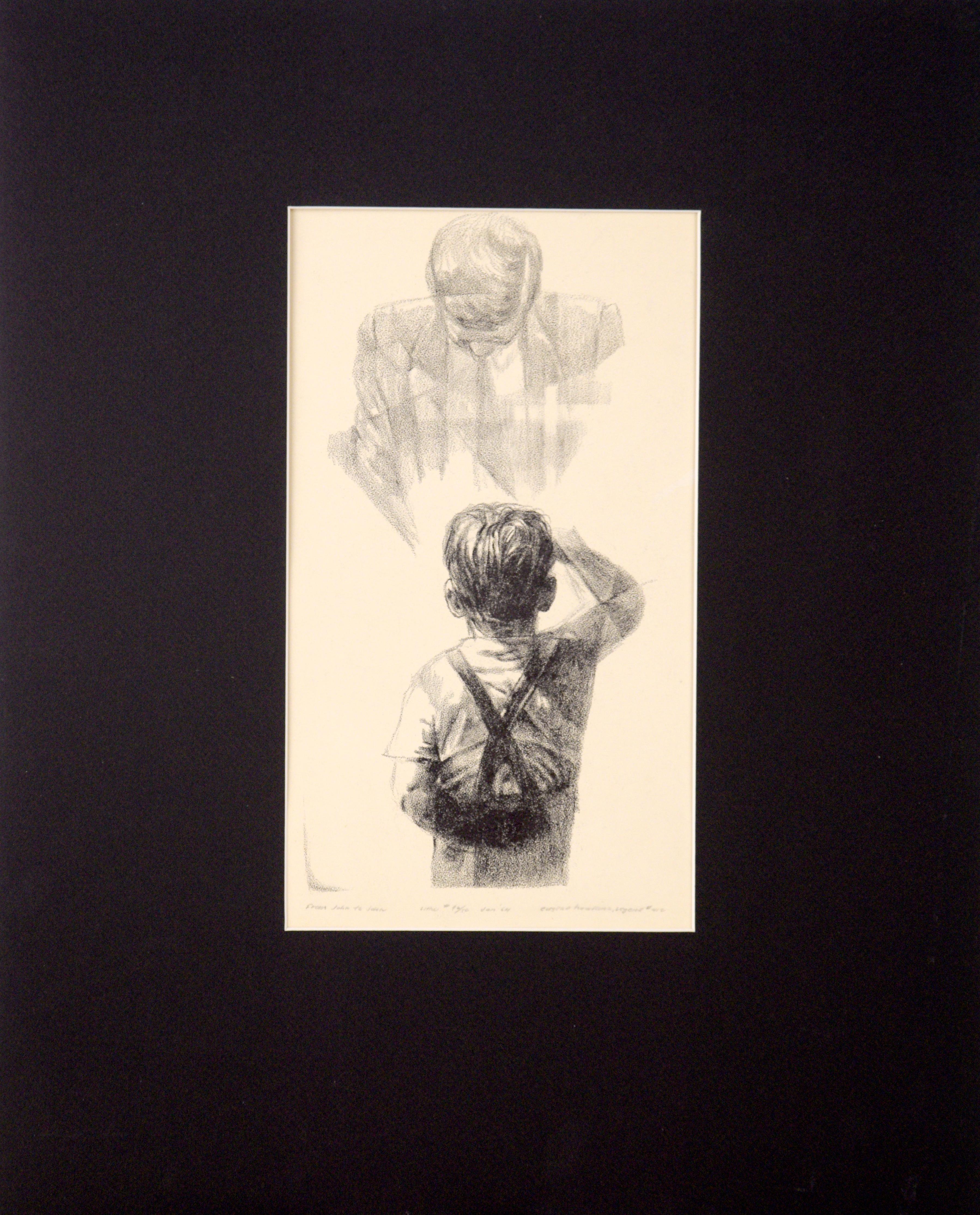 Eugene Hawkins Figurative Print - John F. Kennedy, Jr. Salutes His Father, the President - Rare Signed Lithograph
