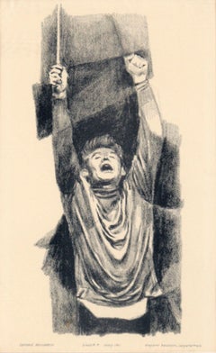 "Leonard Bernstein" - Rare Signed Figurative Lithograph in Ink on Paper