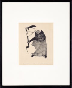 Used "Nun Shoveling Snow" - Rare Signed Figurative Lithograph in Ink on Paper