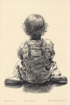 "El pequeño" - Rara litografía figurativa firmada en tinta sobre papel