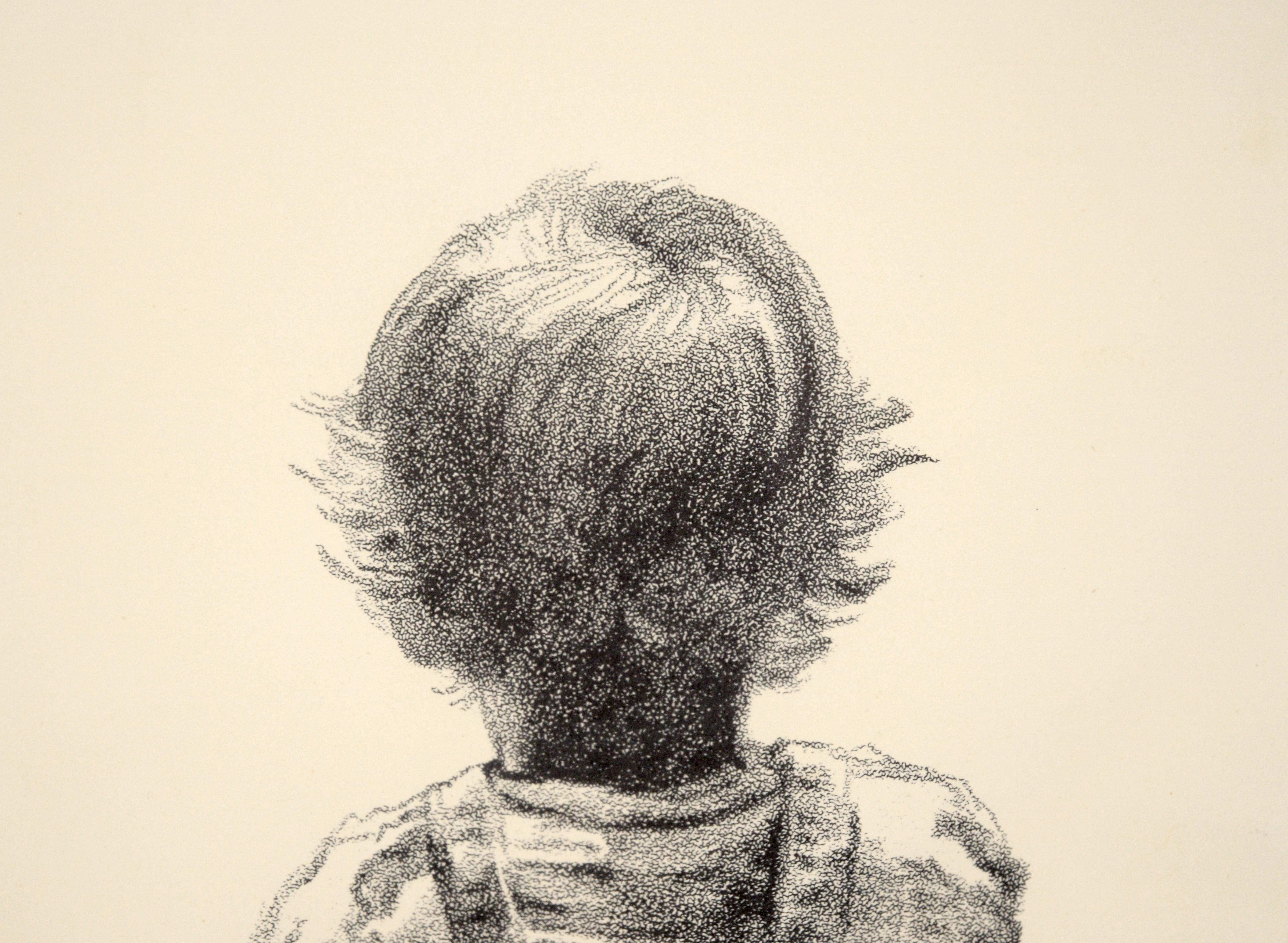„The Little One“ – Seltene signierte figurative Lithographie in Tinte auf Papier (Amerikanische Moderne), Print, von Eugene Hawkins