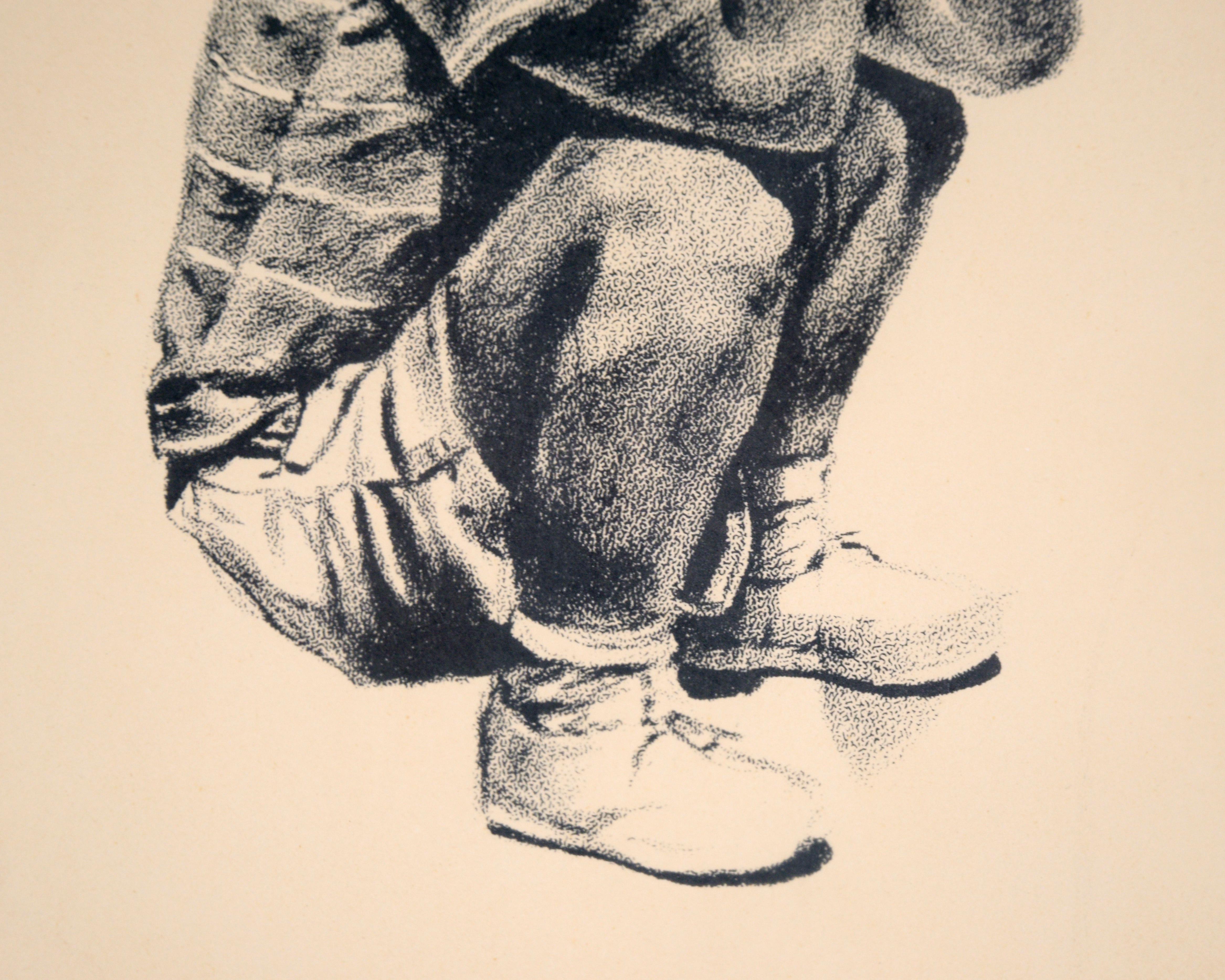 „So sein oder nicht sein“ – seltene figurative Lithographie in Tinte auf Papier 1