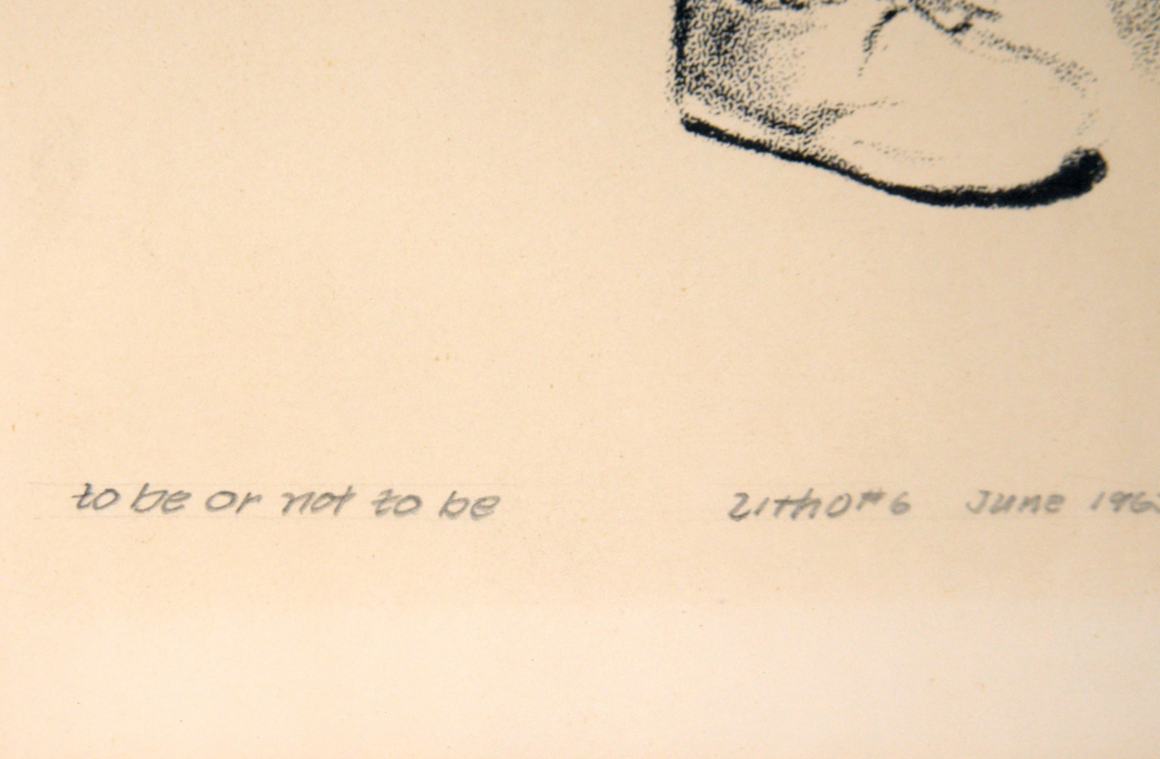 „So sein oder nicht sein“ – seltene figurative Lithographie in Tinte auf Papier 2