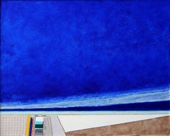 Peinture abstraite de Eugene Healy, "Stonington Point", paysage marin côtier