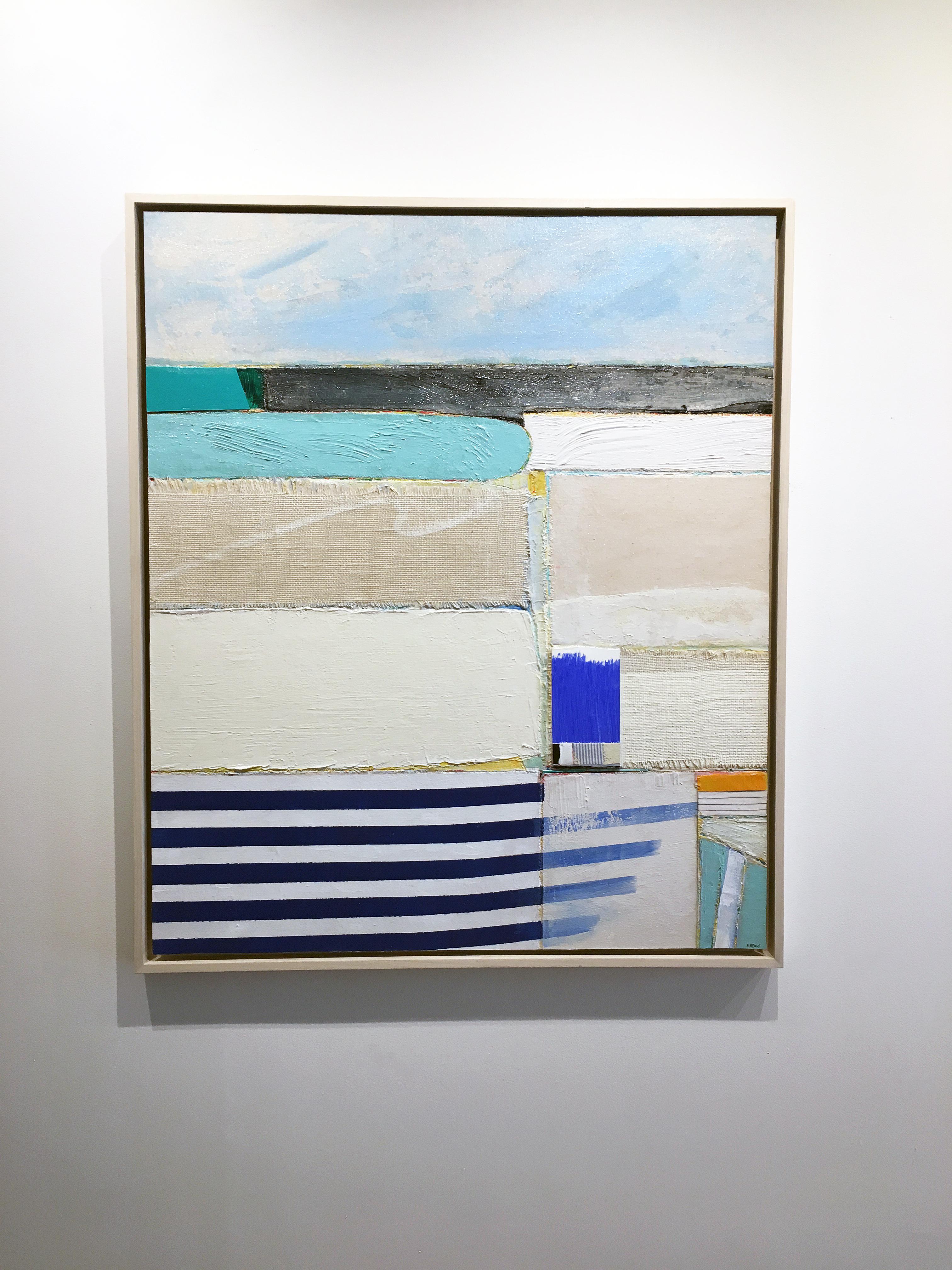 Abstraktes Coastal-Gemälde, Mischtechnik, Eugene Healy, Smaragd Isle 1