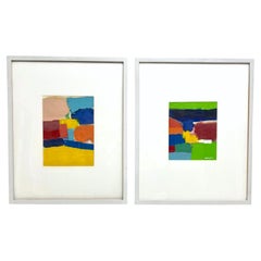 Paire de peintures de paysages de plage sur papier d'Eugene Healy