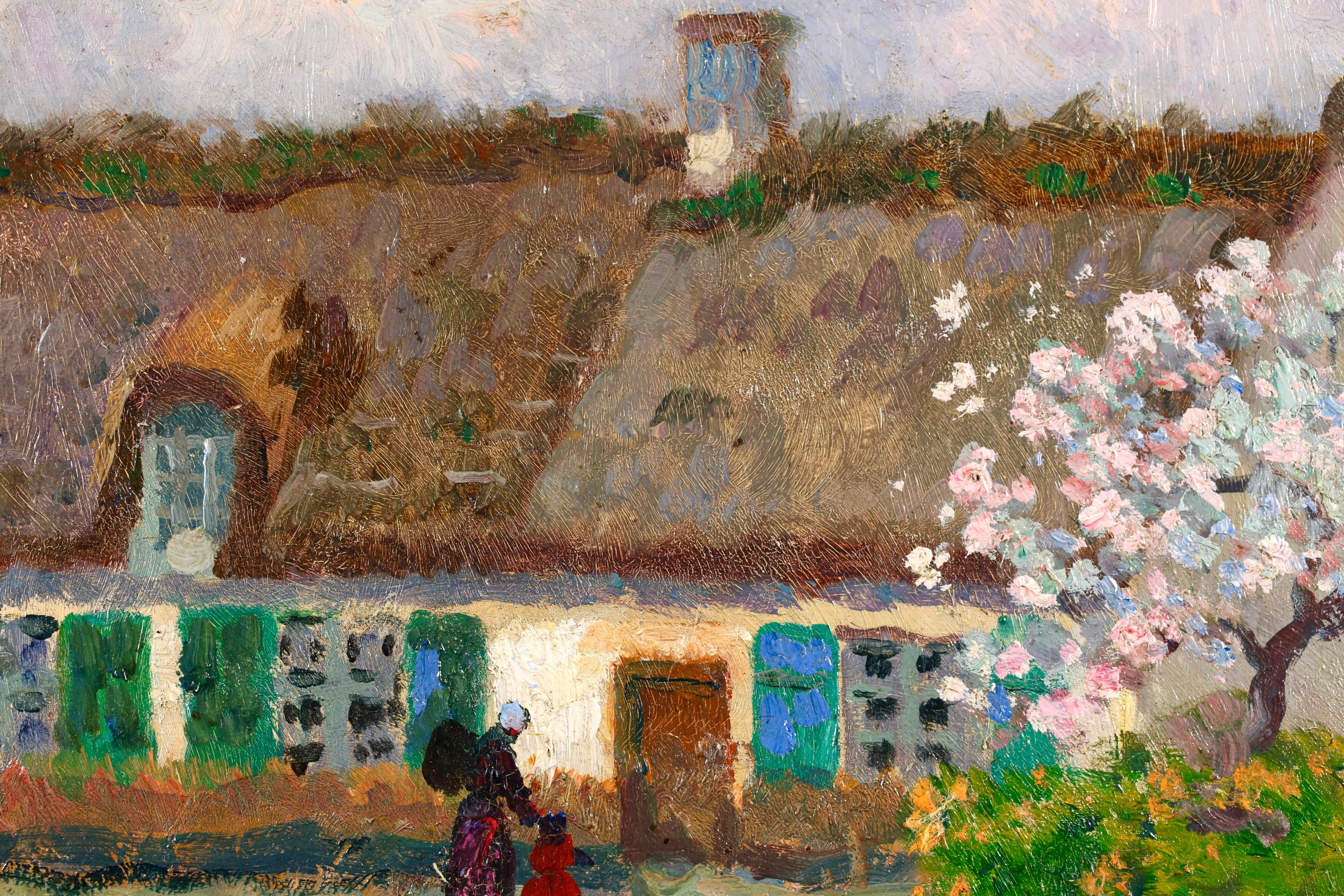 Pommier en fleur - Postimpressionistische Figuren in Landschaft Öl von Eugene Chigot im Angebot 5