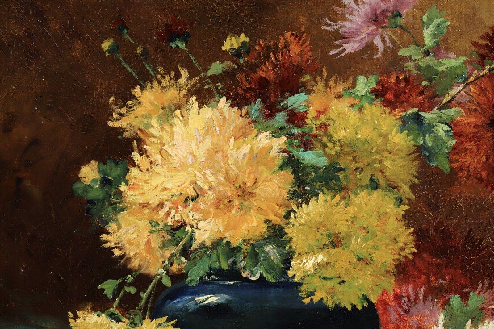 Eugene-Henri Cauchois (French, 1850-1911) Impressionist Flowers Still Life Oil For Sale 1