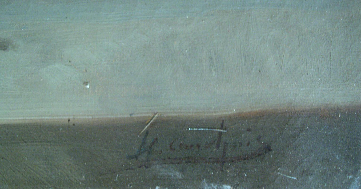 Blumenschnitzereien in einer Vase auf Steinsockeln. 
Öl auf Leinwand signiert unten rechts H. Cauchois. 

Cauchois Eugne Henri (1850-1911) 
Der Maler von Genre:: Stillleben:: Blumen und Früchten 
Eugene Henri Cauchois war einer der besten