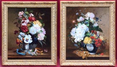 Henri CAUCHOIS – Gemälde aus dem 19. Jahrhundert – Blumen im Doppelbild