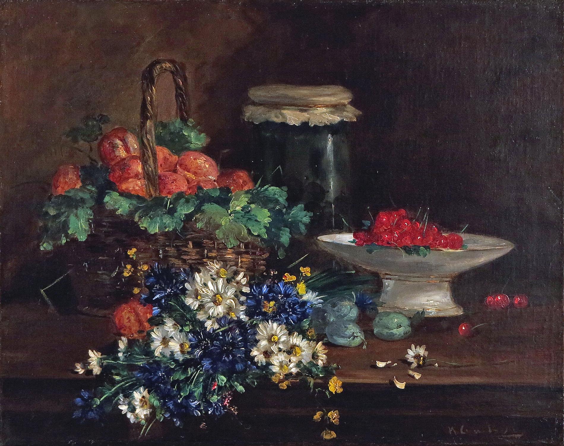 Eugene Henri Cauchois Still-Life Painting – Stillleben mit Kirschblüten