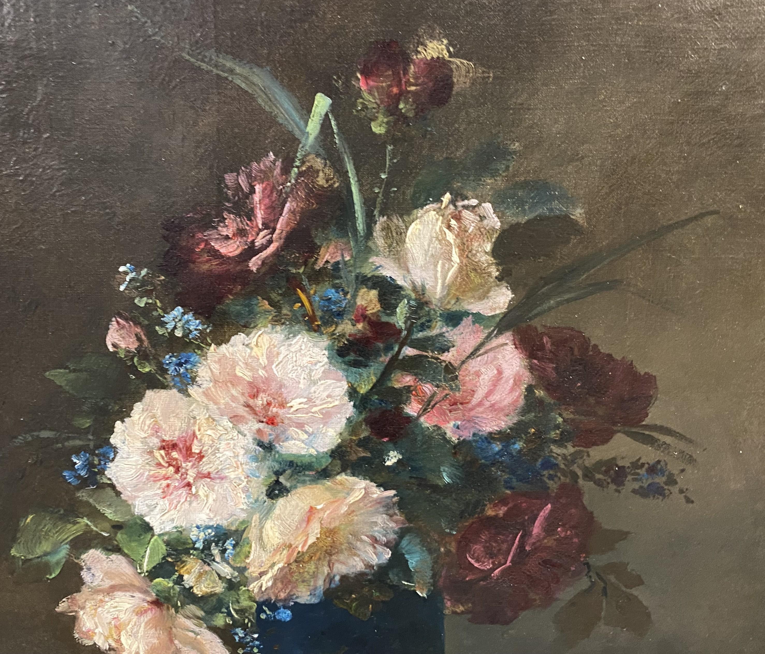 Stillleben mit Blumen (Braun), Still-Life Painting, von Eugene Henri Cauchois