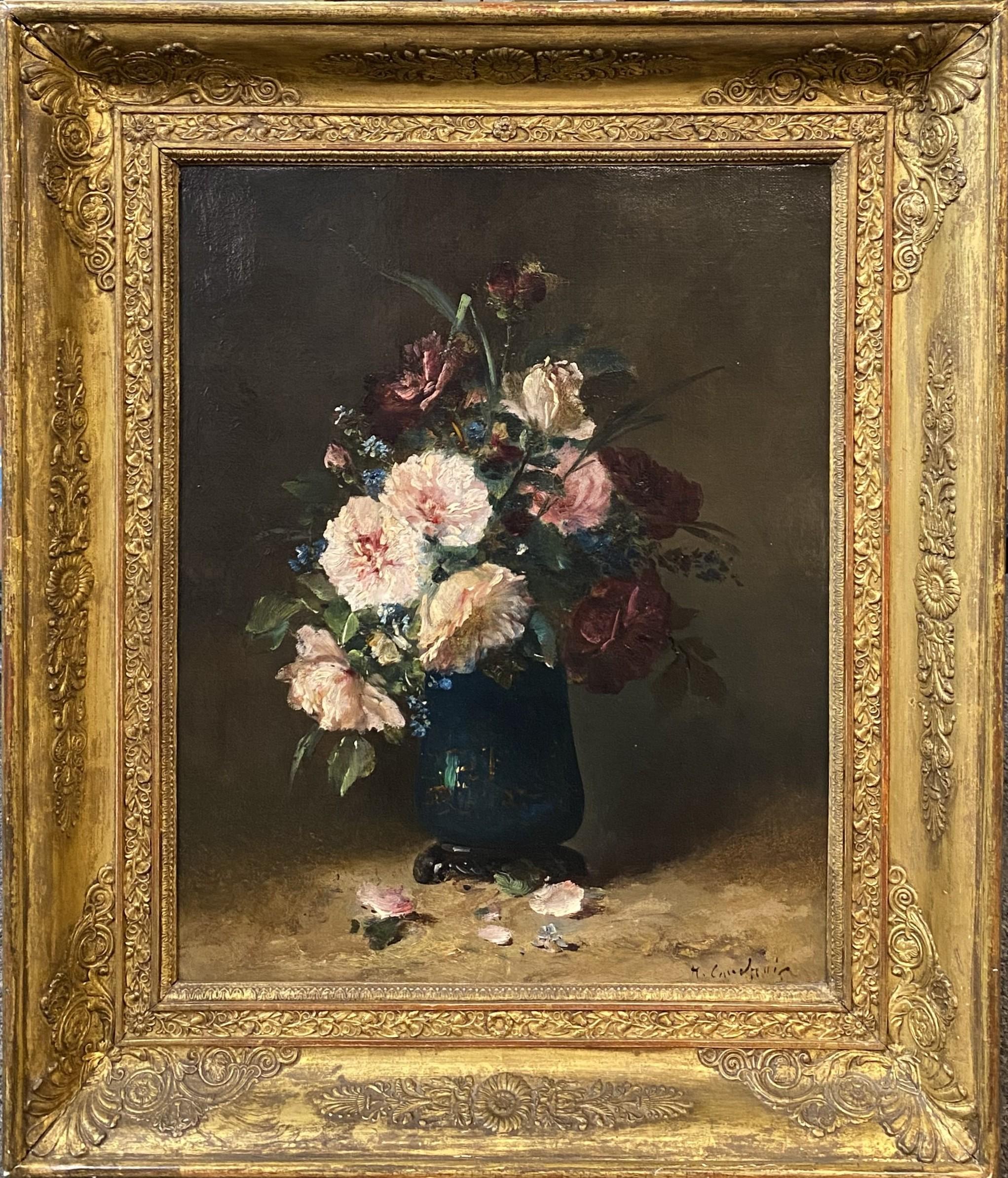 Eugene Henri Cauchois Still-Life Painting – Stillleben mit Blumen