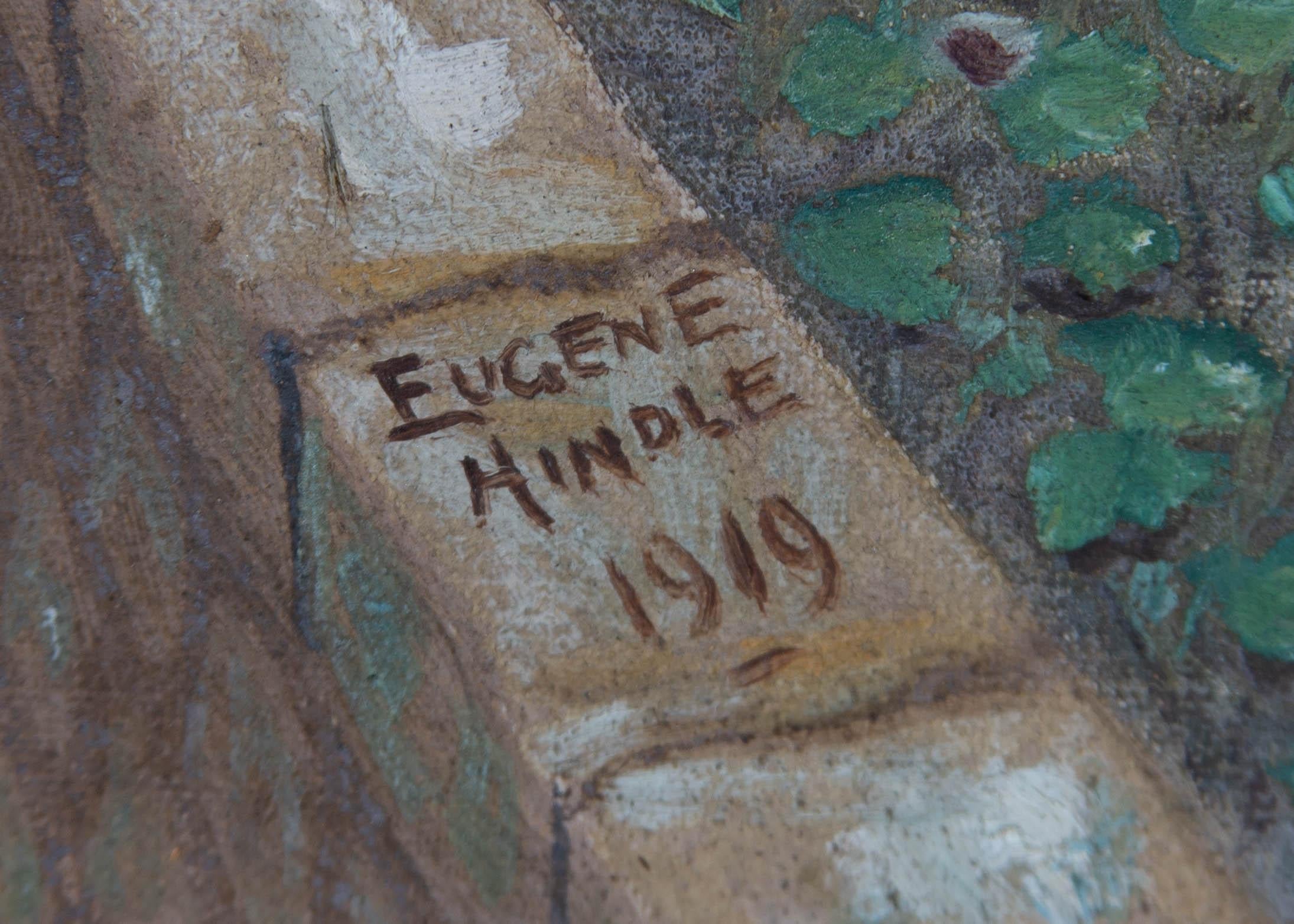 Eugene Hindle - Naive 1919 Oil, Village Street 3