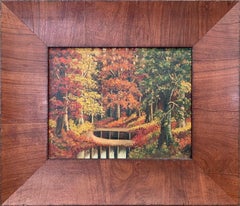 "Autumn Landscape" Wooded Landscape with Trees & Pond Oil Painting on Canvas