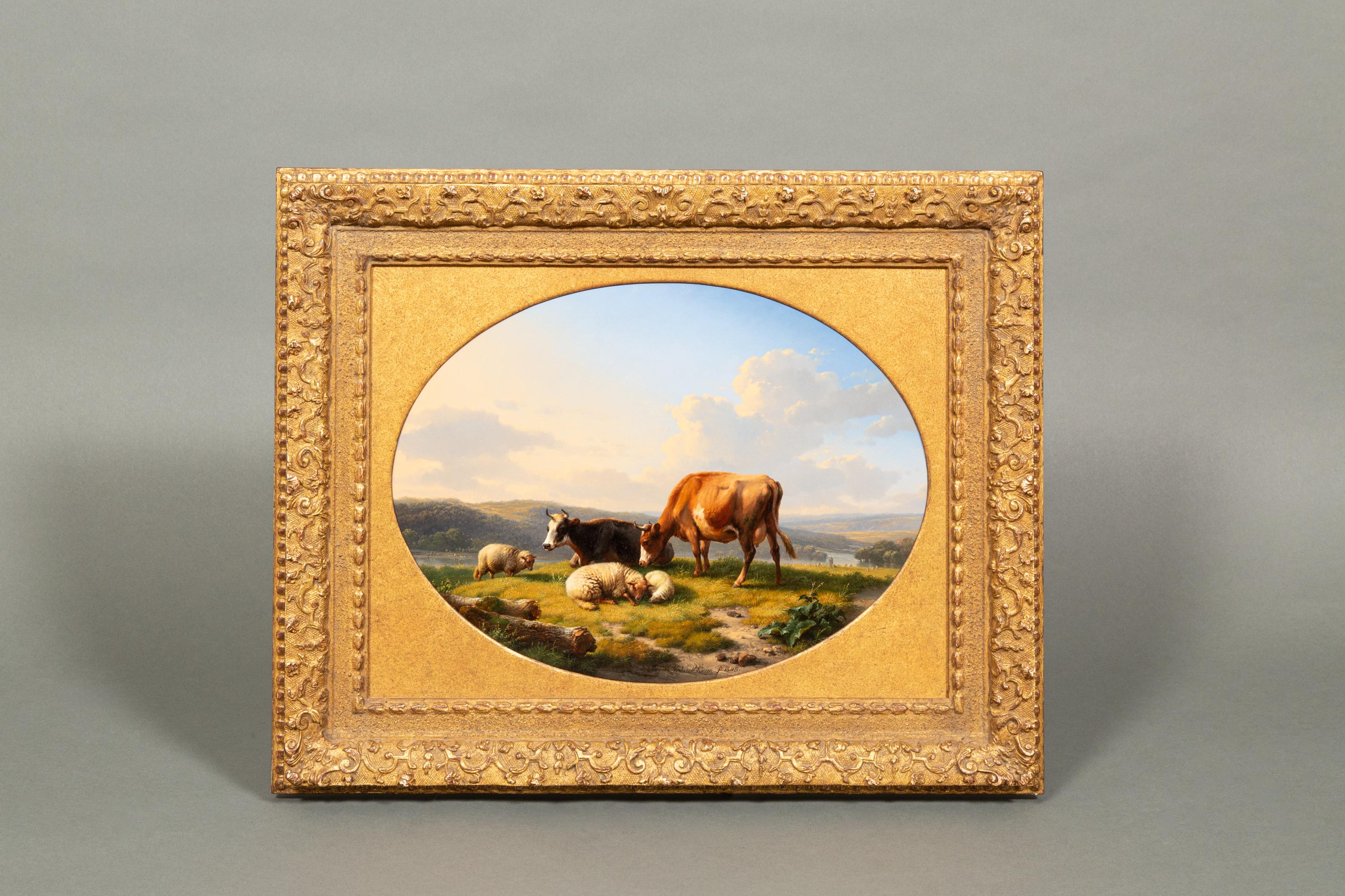 ‘Landscape with Cows and Sheep in a wide river landscape’, Eugène Verboeckhoven For Sale 6