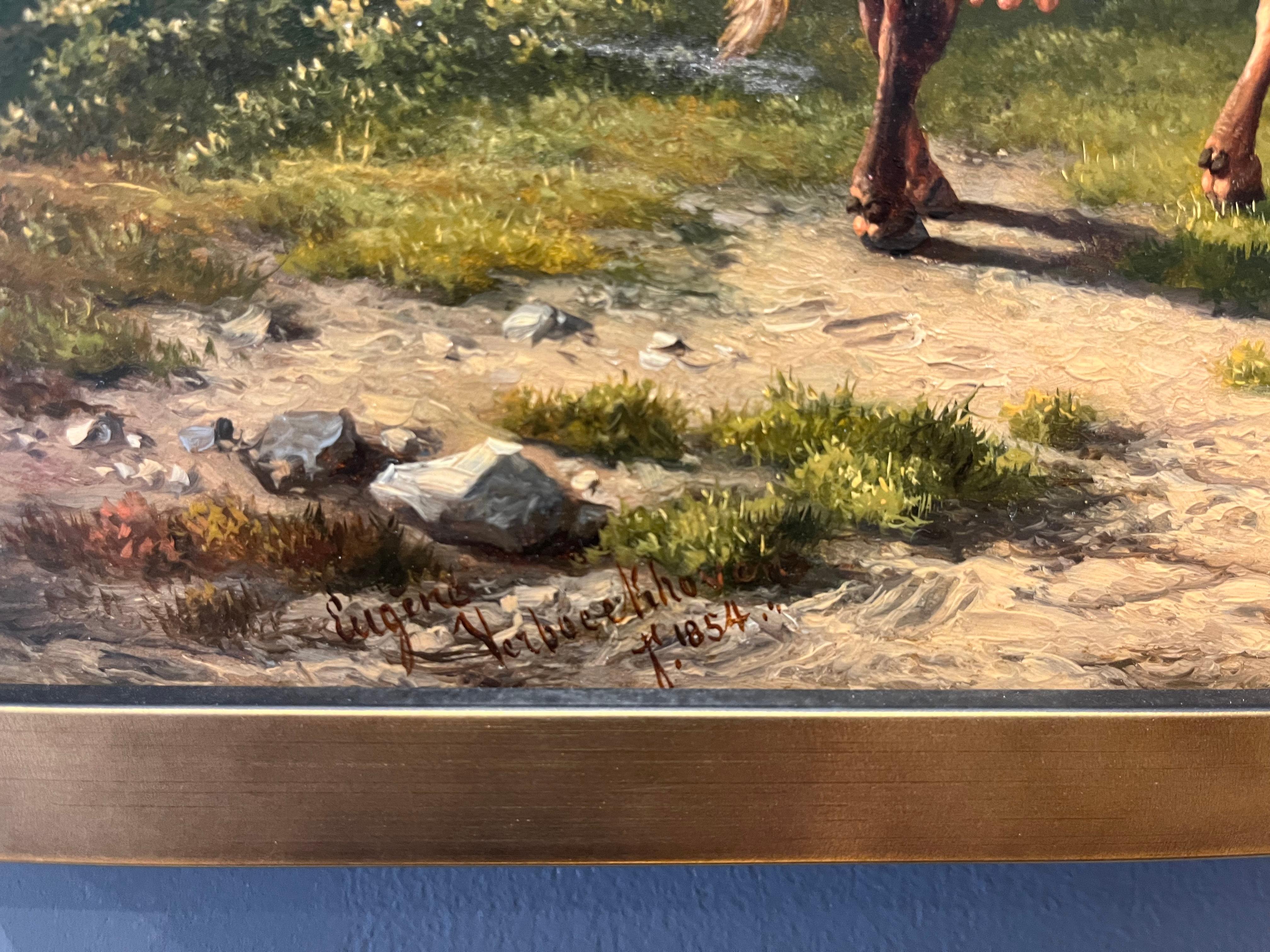 Paesaggio zootecnico - Figurative Painting Marrone di Eugène Joseph Verboeckhoven