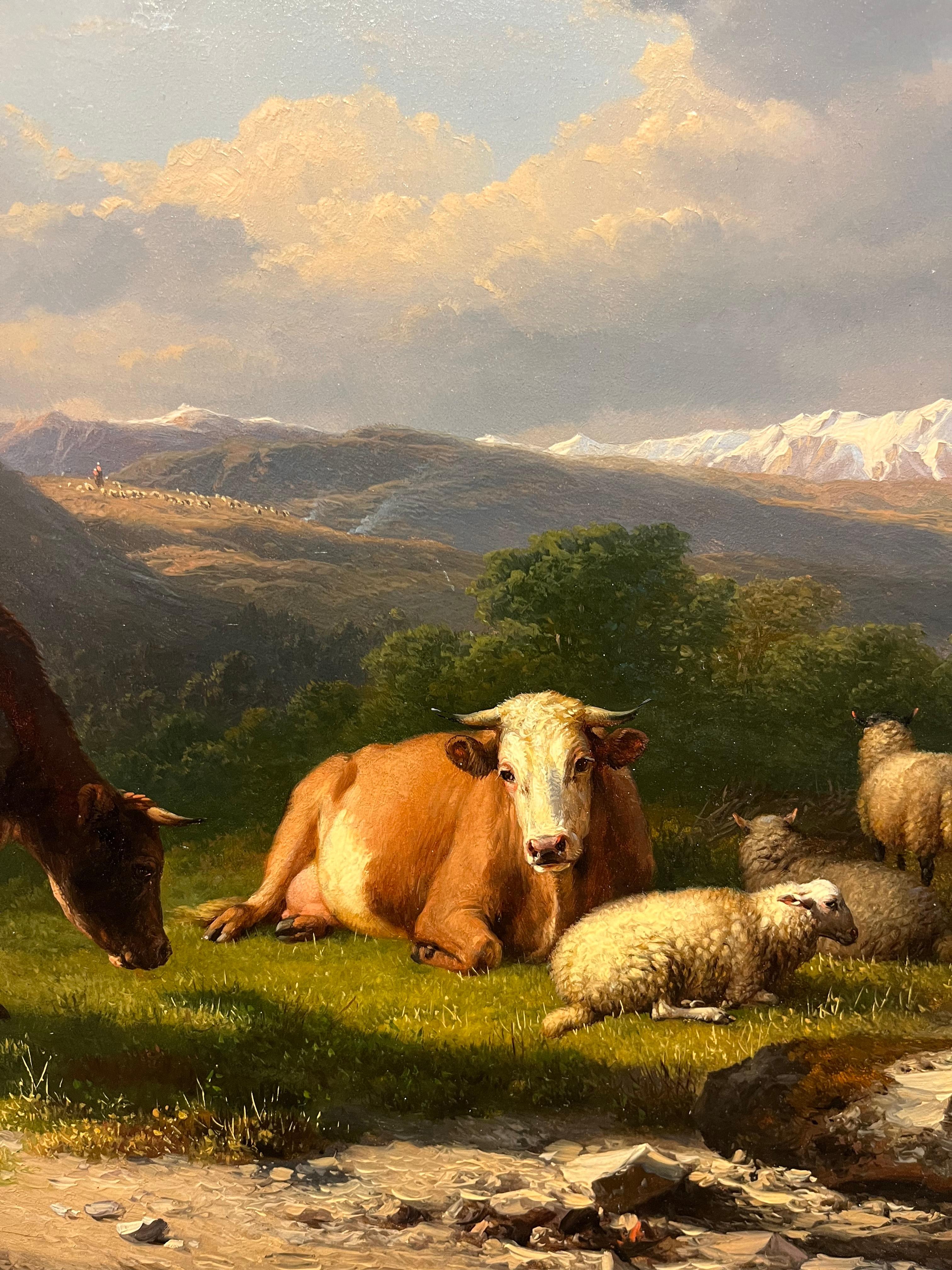 
Eugène Joseph Verboeckhoven, un luminare dell'arte belga del XIX secolo, maneggiava il suo pennello con una maestria senza pari, catturando il fascino senza tempo dei paesaggi pastorali e degli animali nobili. Nato nel 1798, il percorso artistico