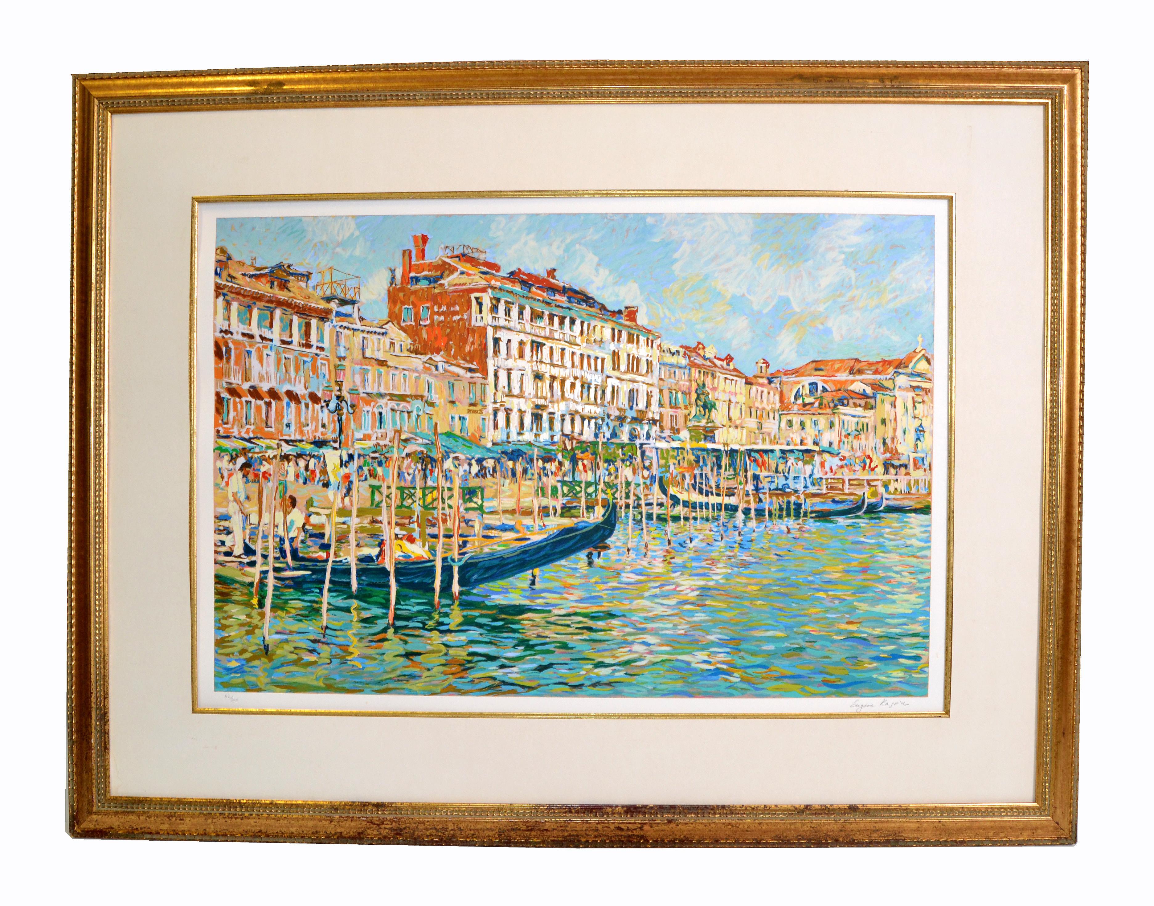 Eugene Kaspin Contemporary Impressionism Golden Framed Acrylic on Paper Print For Sale 4