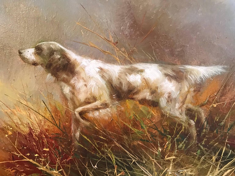 Eugene Kingman Hunting Spaniels Flushing Game, Large Signed Oil on