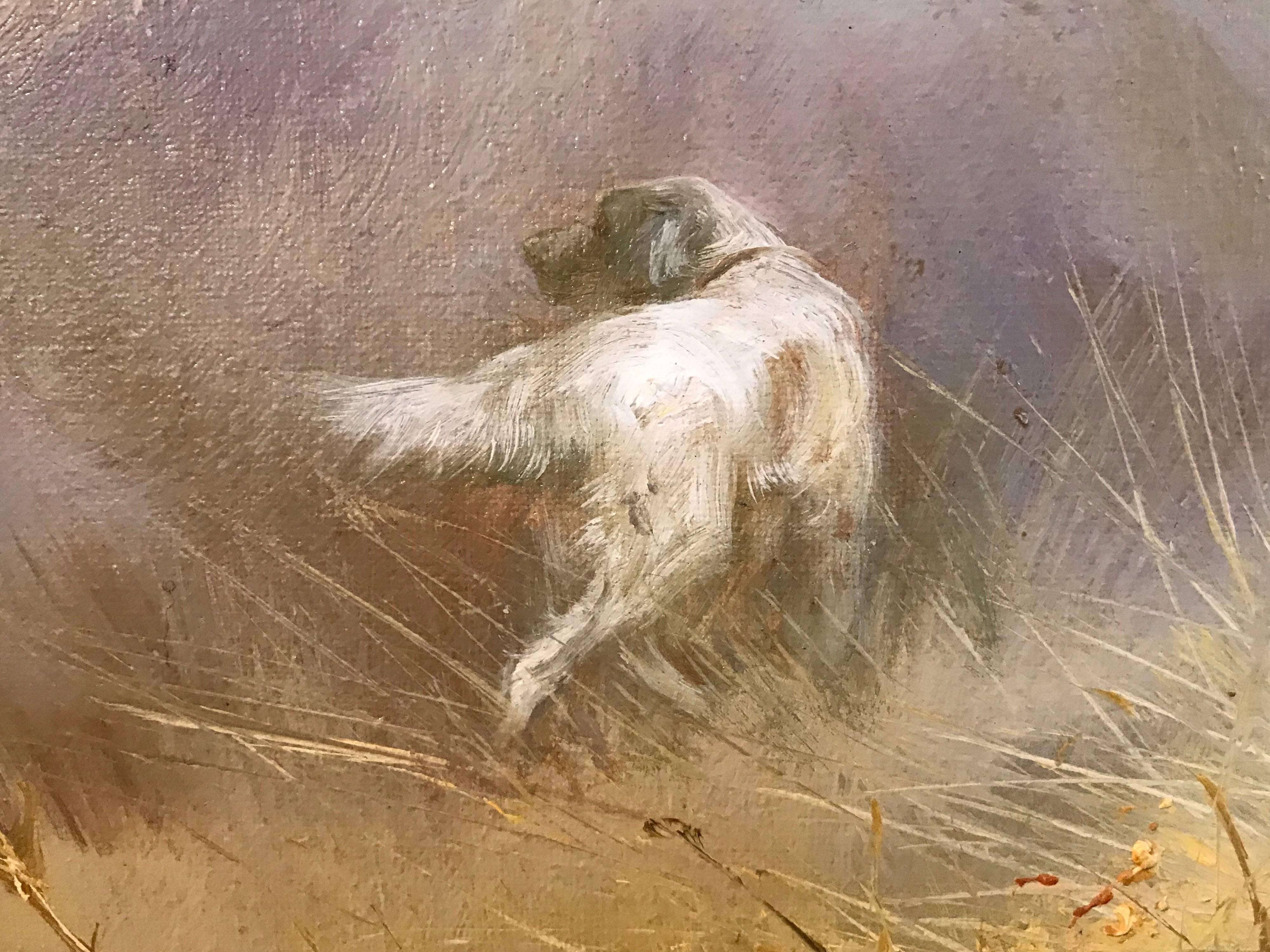 Eugene Kingman Hunting Spaniels Flushing Game, Large Signed Oil on Canvas Painting at 1stDibs