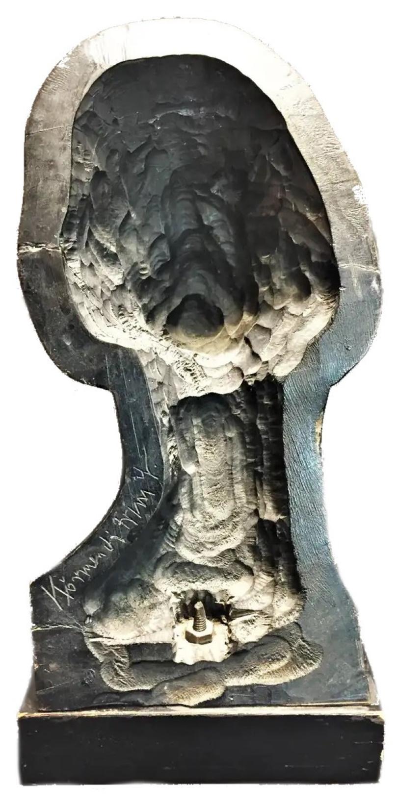 Art déco Tête d'Eugène Kormendi-Frim, sculpture en bois ébénisé sculptée à la main, vers les années 1930 en vente