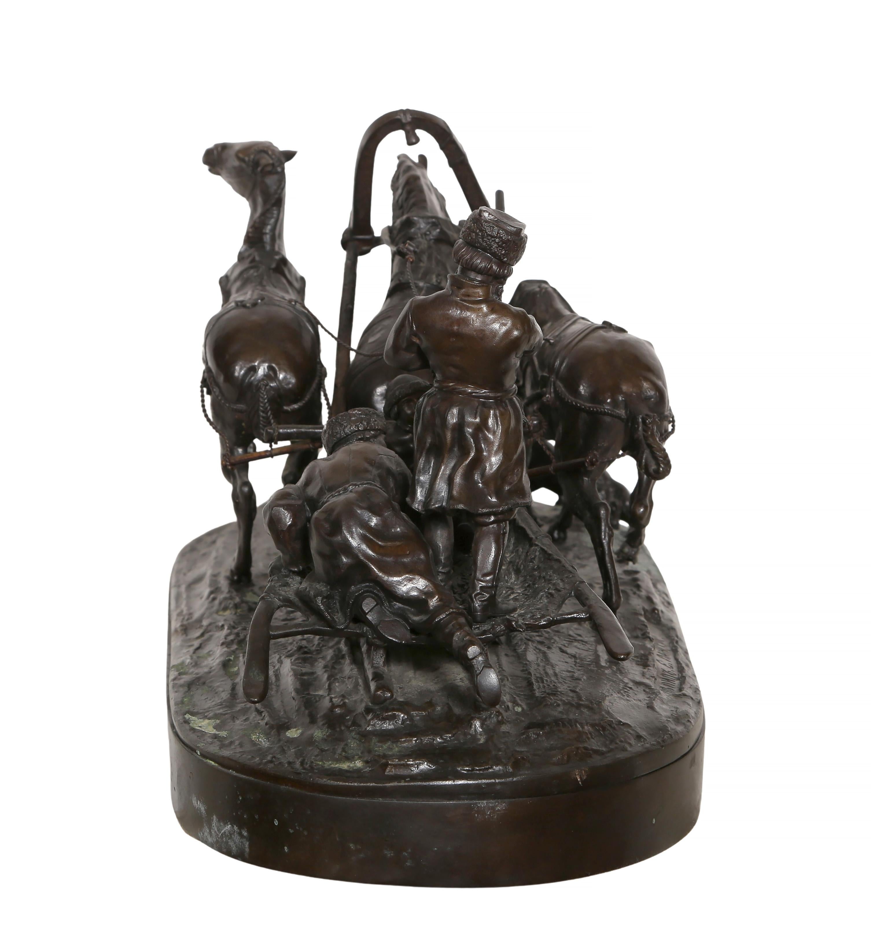 Troika, Modern Bronze Sculpture Cast by N. Shtange after Eugene Lanceray For Sale 9