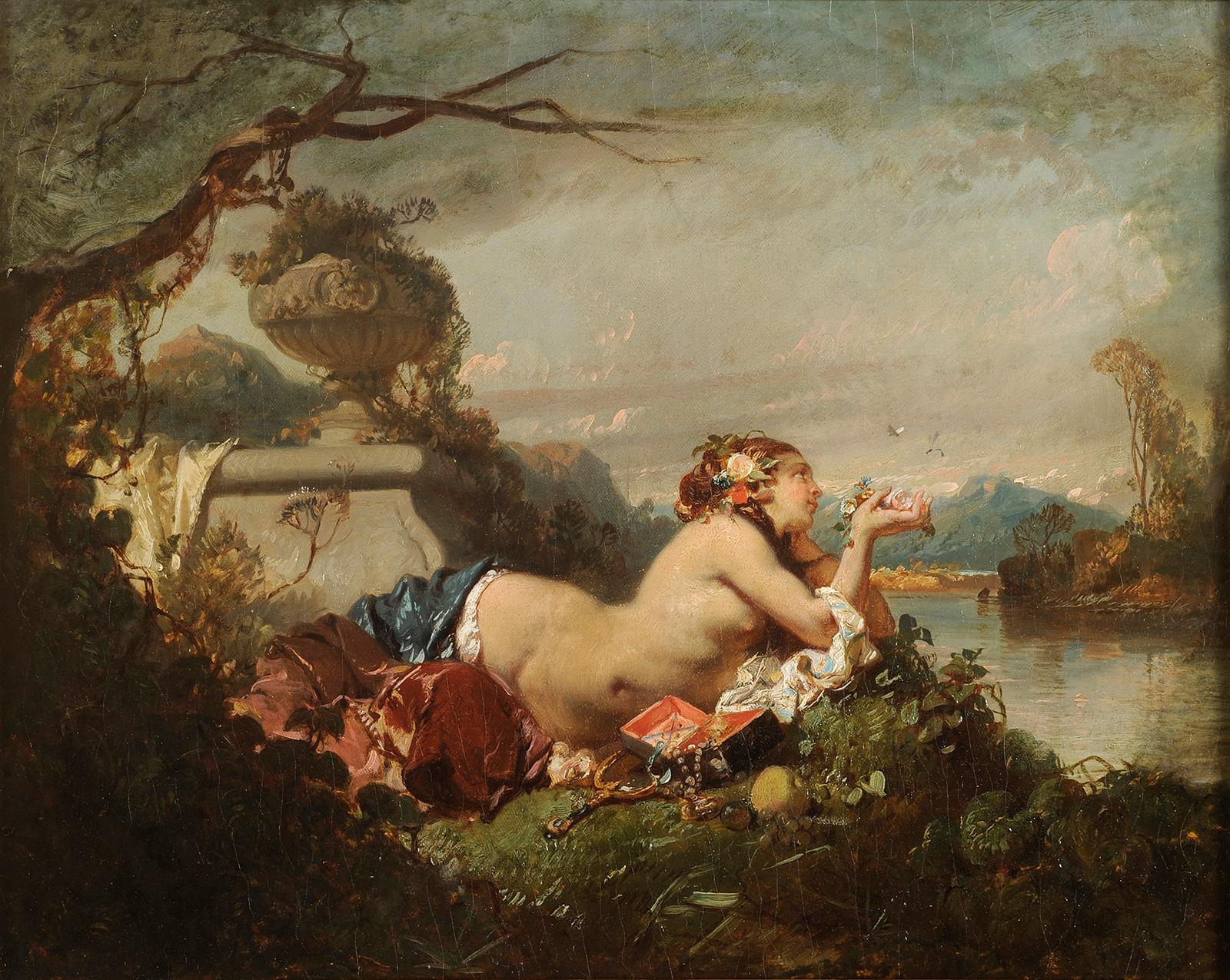 Diana ruht sich aus – Painting von Eugene Le Poittevin