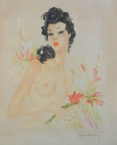 French Lithograph Artist Signed Eugene Leliepvre Nude Contemporary of Domergue 