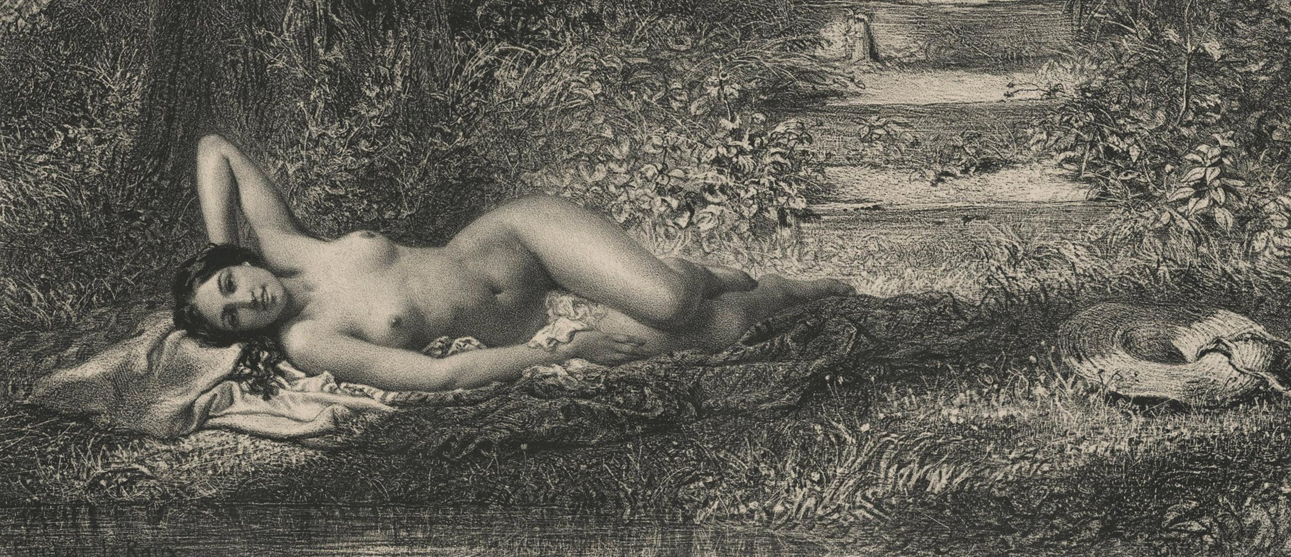 La Sortie du Bain - Romantic Print by Eugene Leroux