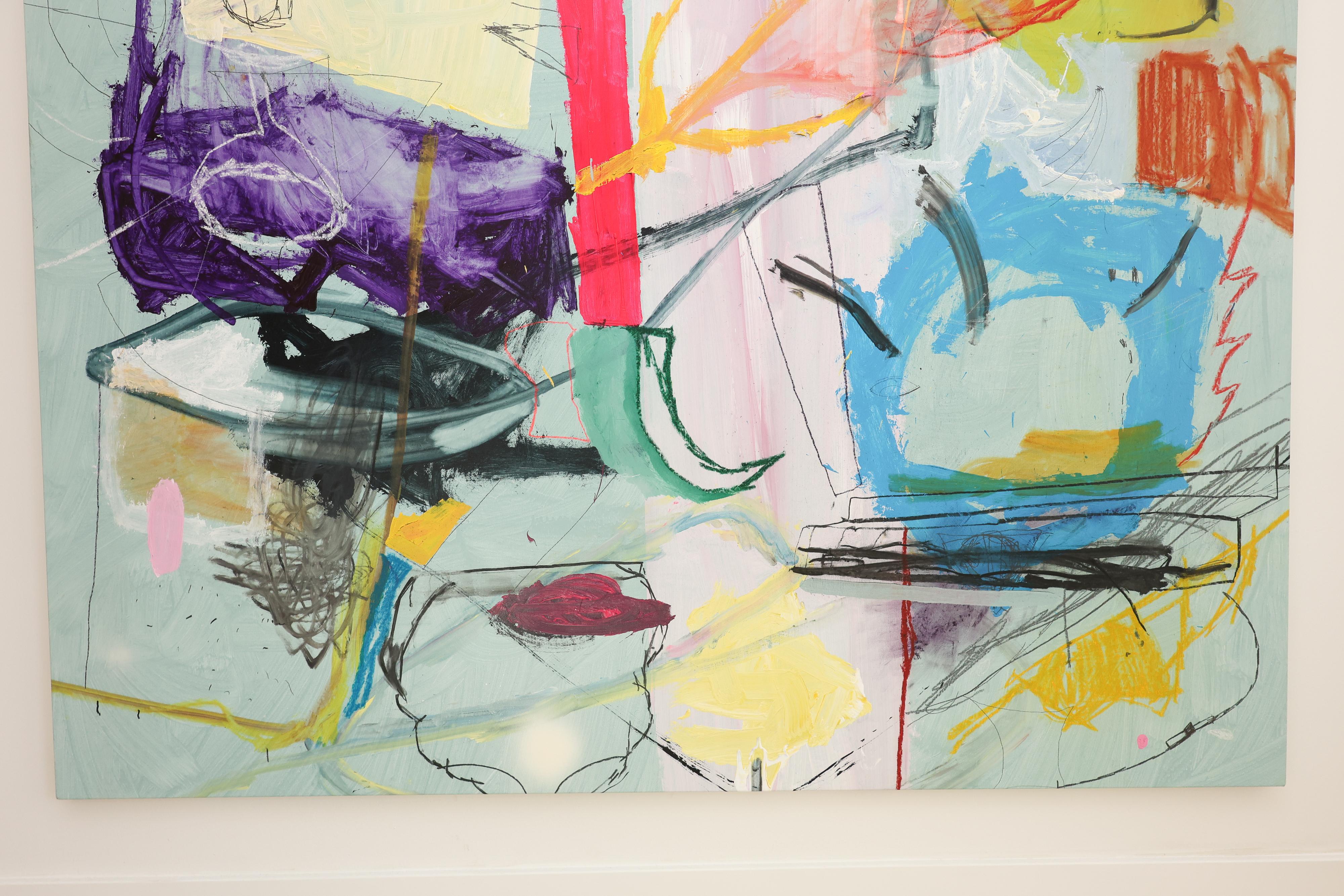 Eugene Lisniak “Self Portrait” 2021 – Large Abstract Expressionist Mixed Media For Sale 4