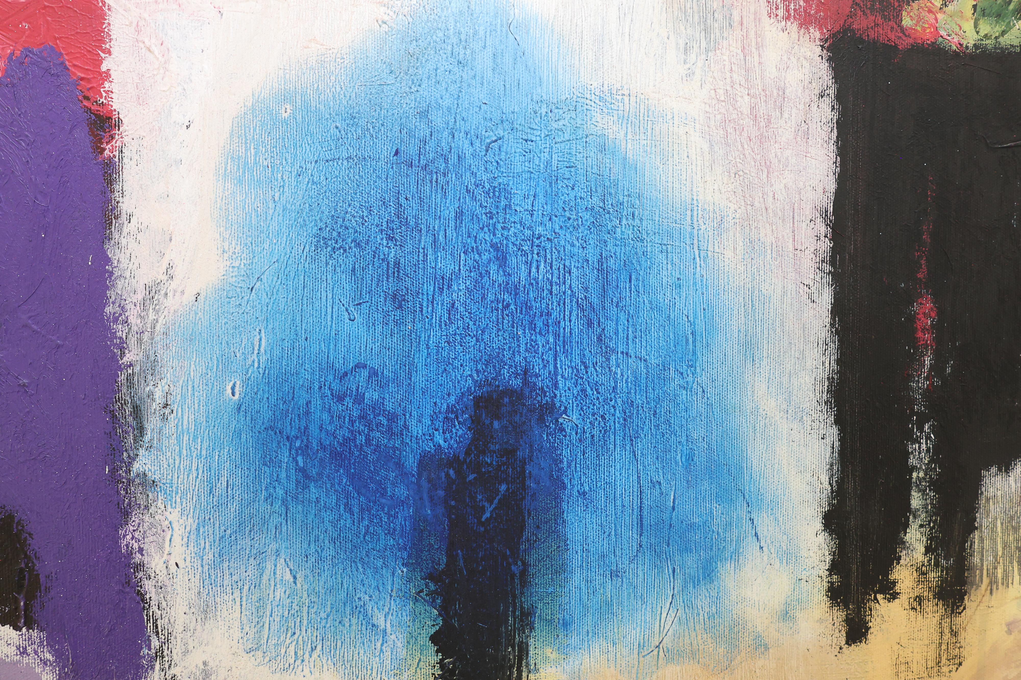 Large Vivid Abstract Painting “Arrival”, 2022, Acrylic, Pastel & Spray Paint For Sale 14