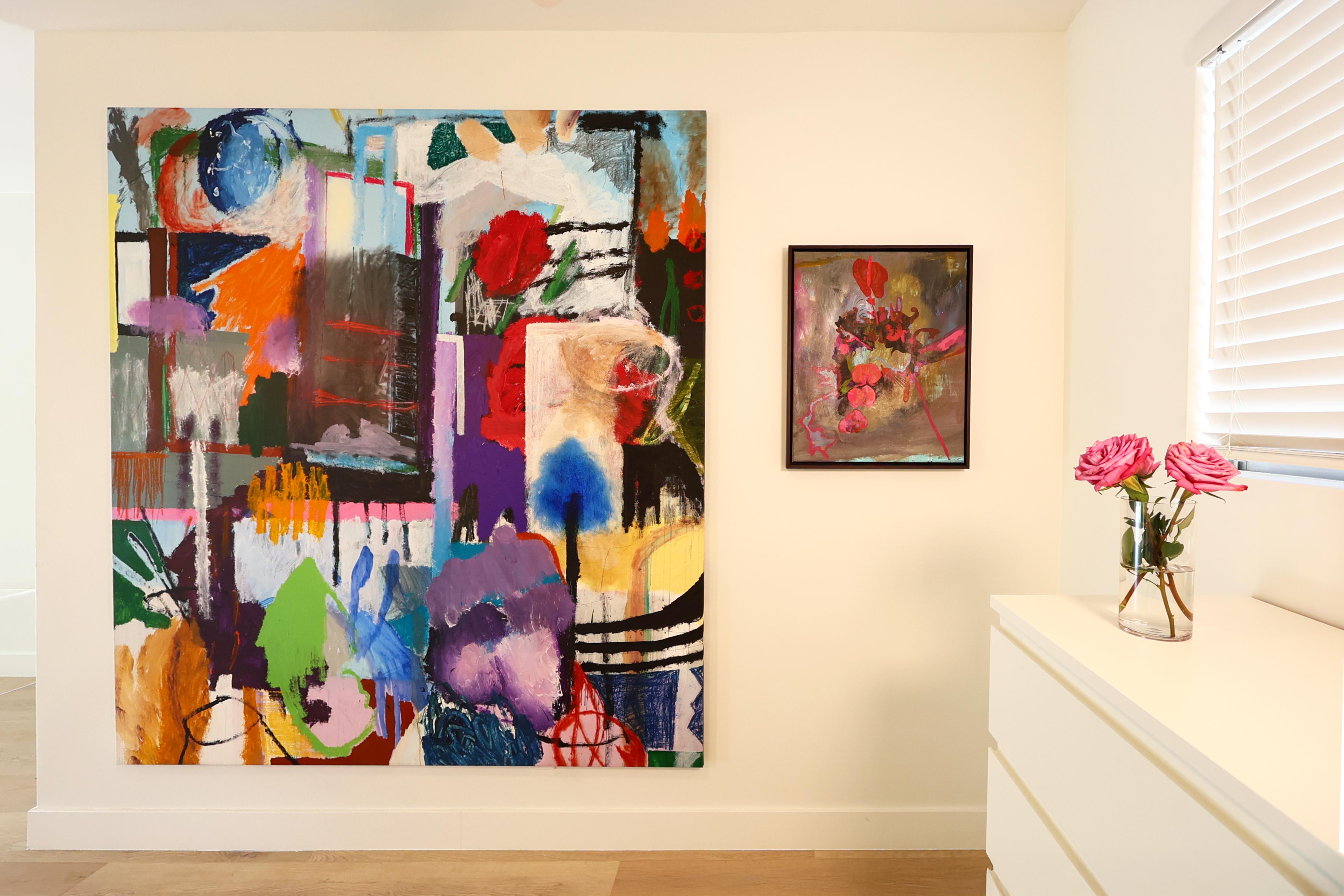 Large Vivid Abstract Painting “Arrival”, 2022, Acrylic, Pastel & Spray Paint For Sale 3