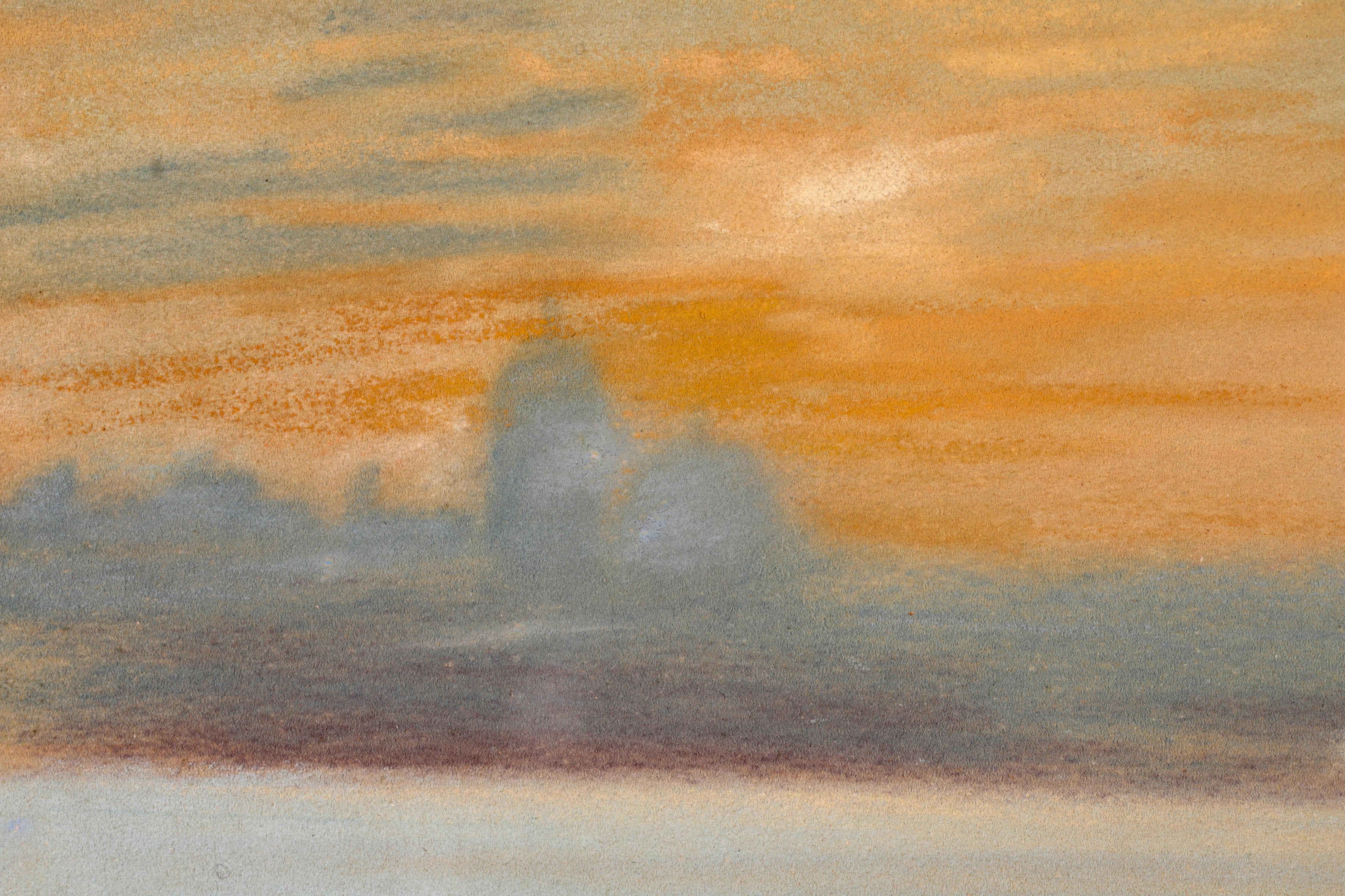 Coucher de Soleil - Impressionist Pastel, Sunset over Riverscape - Eugene Boudin 2