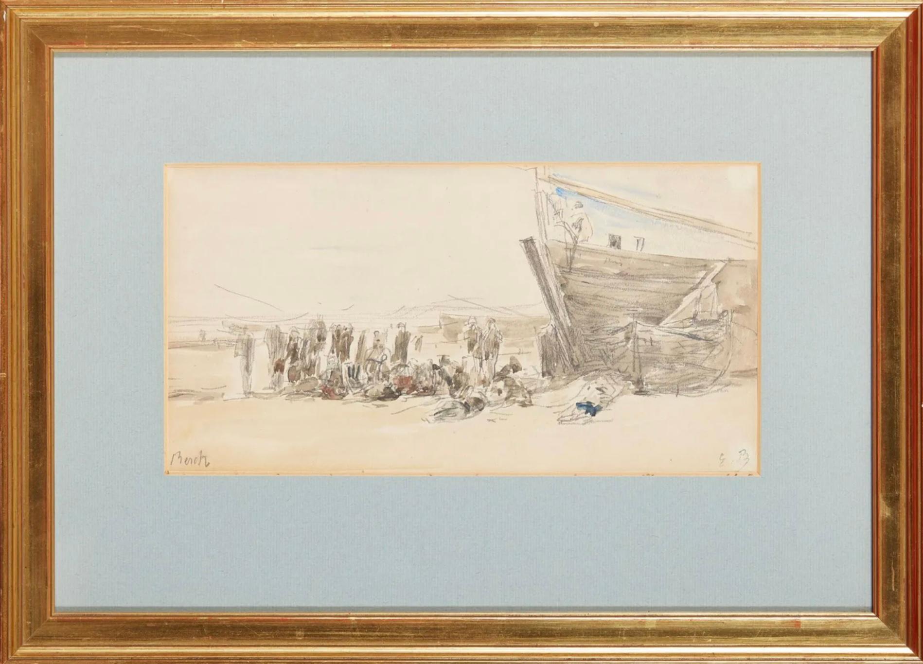 Eugene Louis Boudin Mixed Media Painting For Sale 1