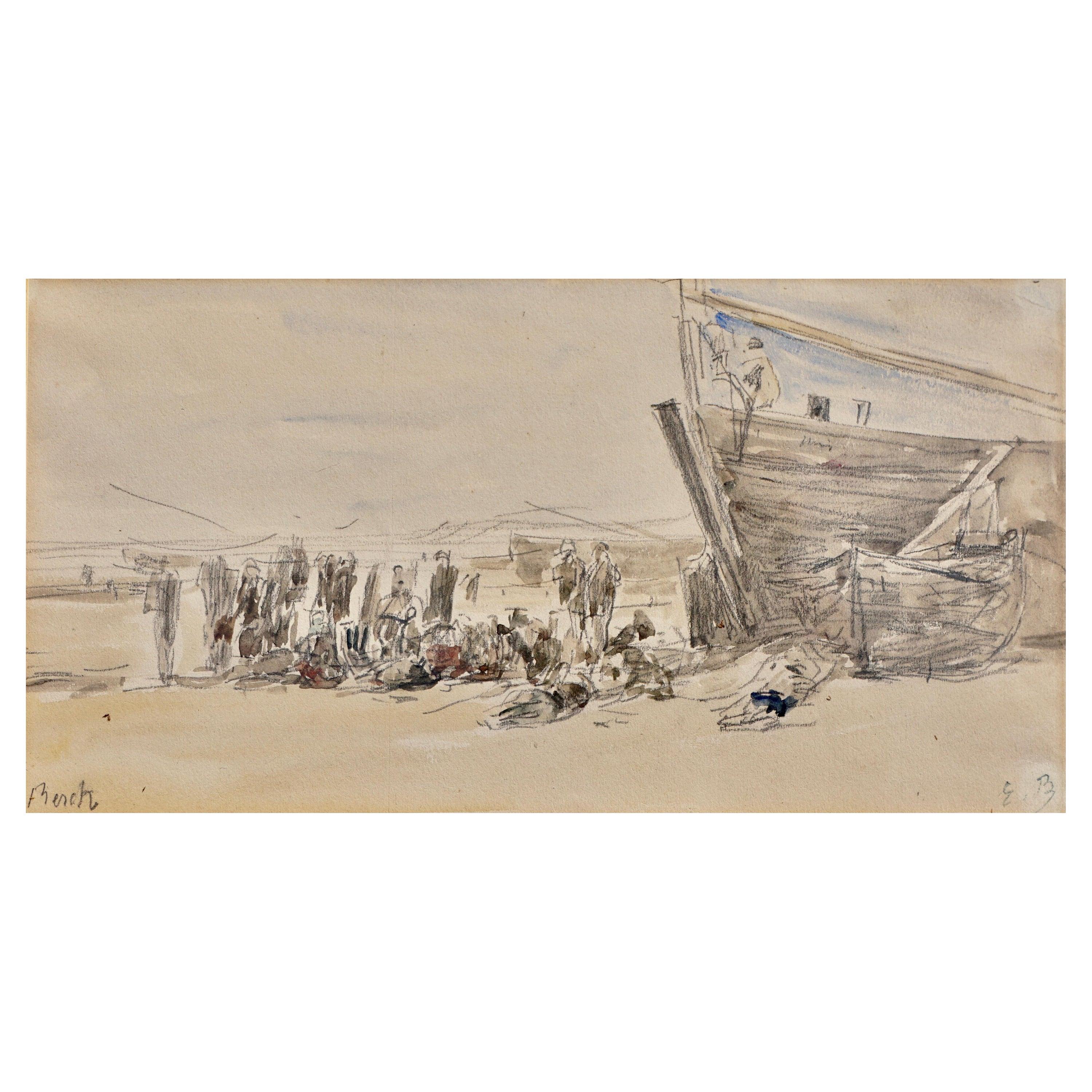 Landscape Painting di Eugène Louis Boudin - Eugene Louis Boudin Pittura a tecnica mista