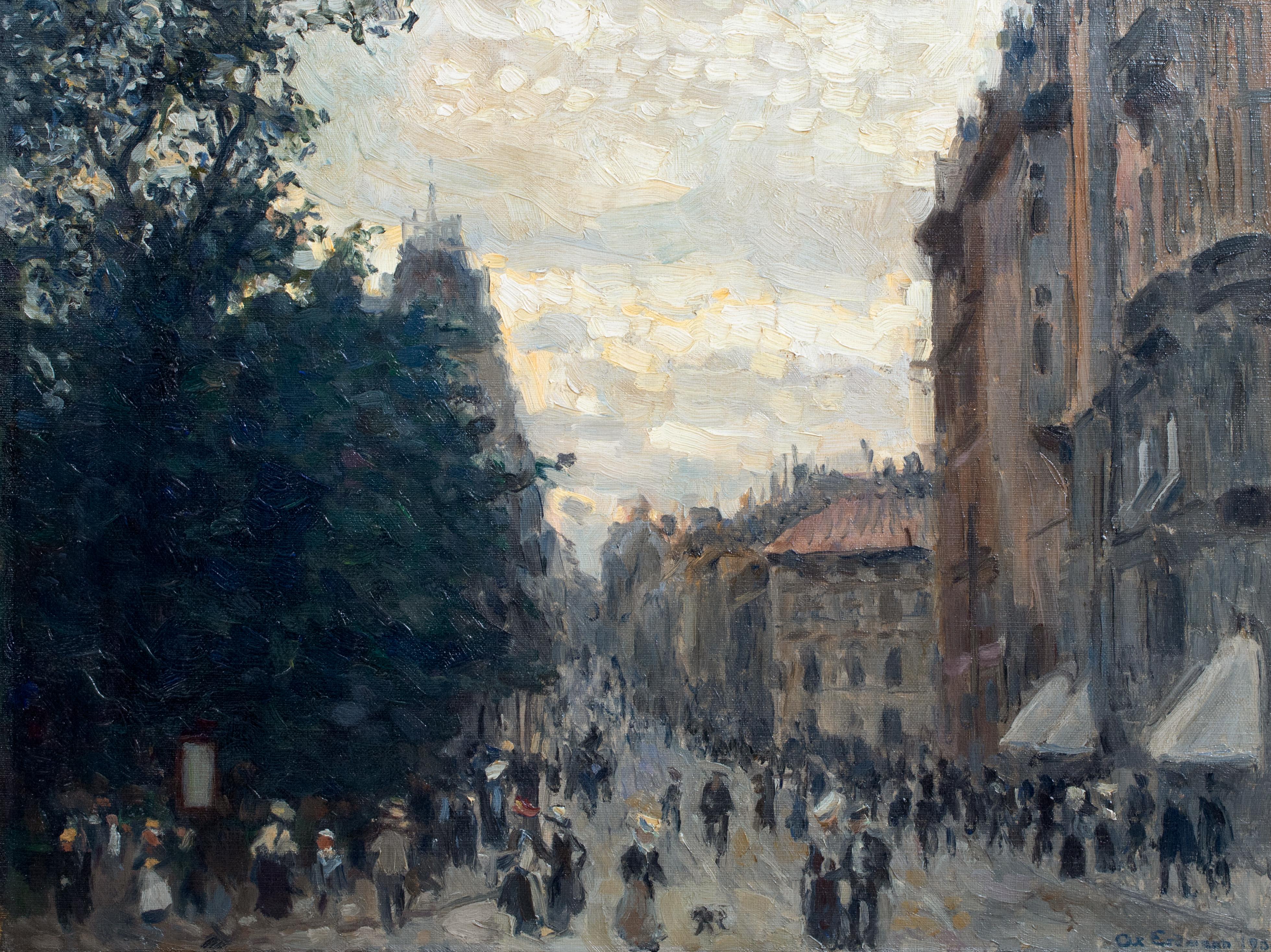 Stockholm, 19th Century

by Axel Erdmann (1873-1954) similar to $20,000

19th Century Swedish Impressionist view of a street scene, Stockholm, oil on canvas by Axel Erdmann. Excellent quality and condition busy promade scene by a park with well
