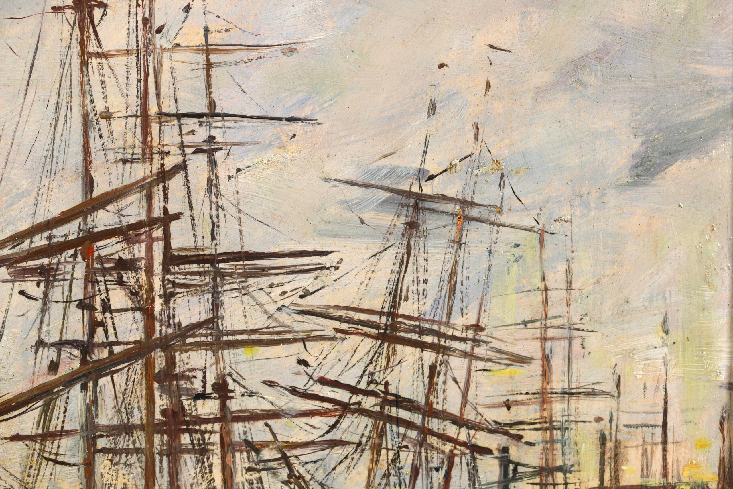 Sailing boats on the Quay - Venice -Impressionist Landscape Oil by Eugene Boudin 3