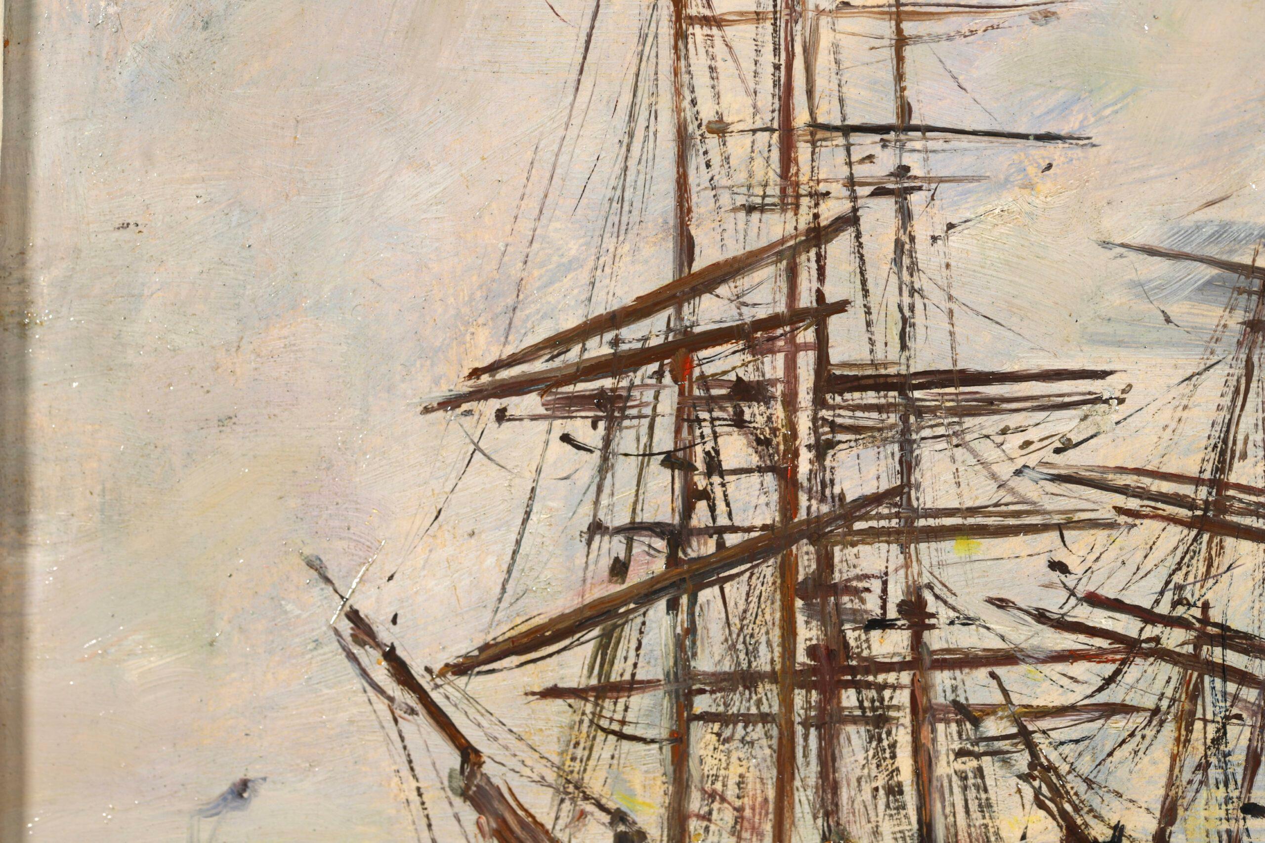 Sailing boats on the Quay - Venice -Impressionist Landscape Oil by Eugene Boudin 4