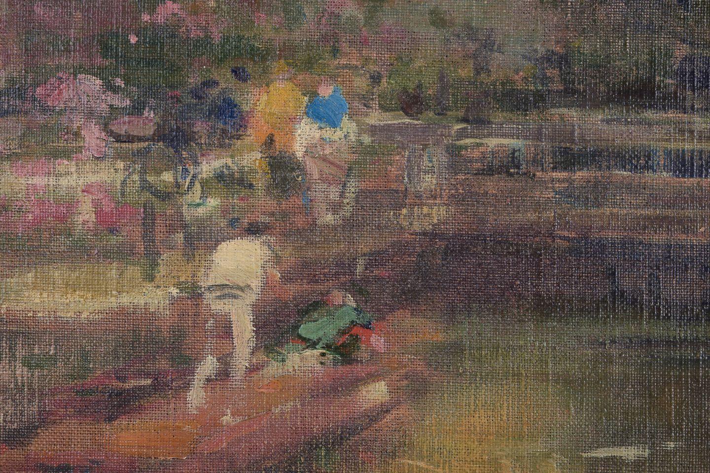 Eugène-Louis Gillot, gelisteter französischer Künstler. Öl auf Leinwand. Szene des ländlichen Lebens. (Moderne) im Angebot
