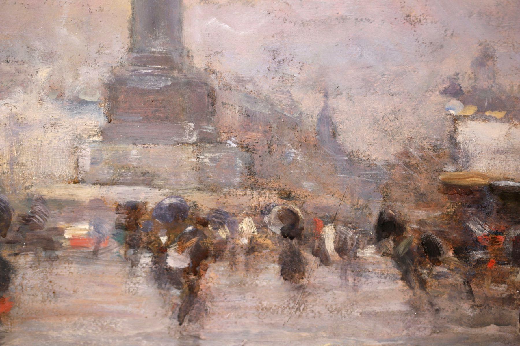 Rain - Paris - Impressionist Figurative Cityscape Oil by Eugene Louis Gillot 6