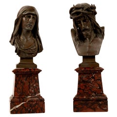 Eugène Marioton (1854-1933) Busts of Christ and Mary