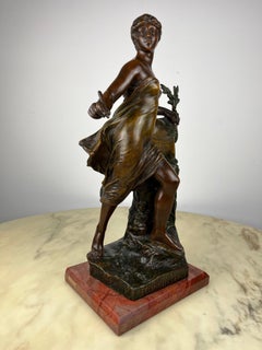 Eugene Marioton '1857-1933', La Reconoissance, statua di spelta, Francia, anni '30