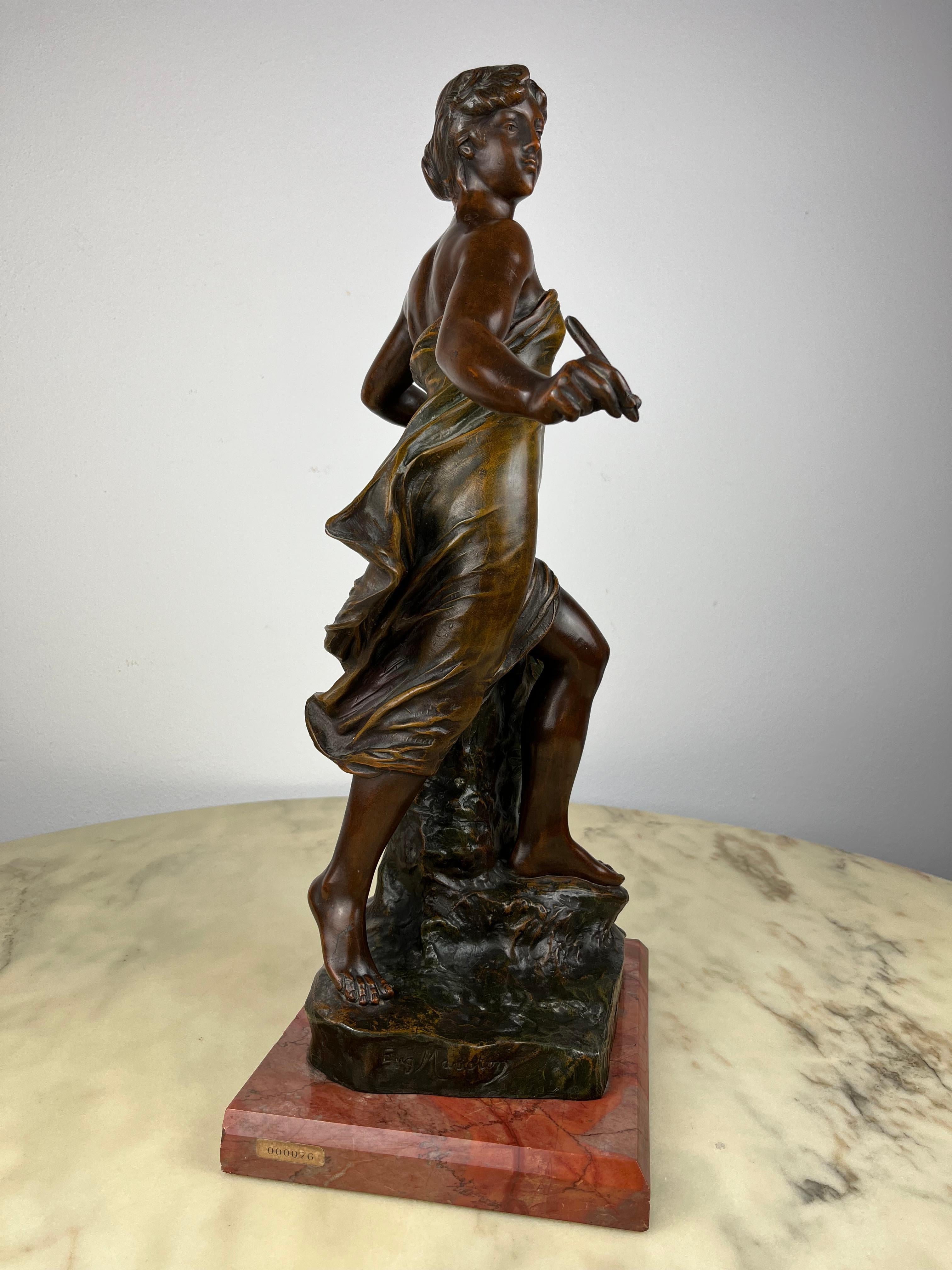 French Eugene Marioton '1857-1933', La Reconoissance, Spelter Statue, France, 1930s For Sale