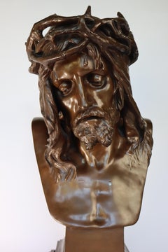 Eugène Marioton: Bronze sculpture of Christ, stamped Sciot Decauville Paris