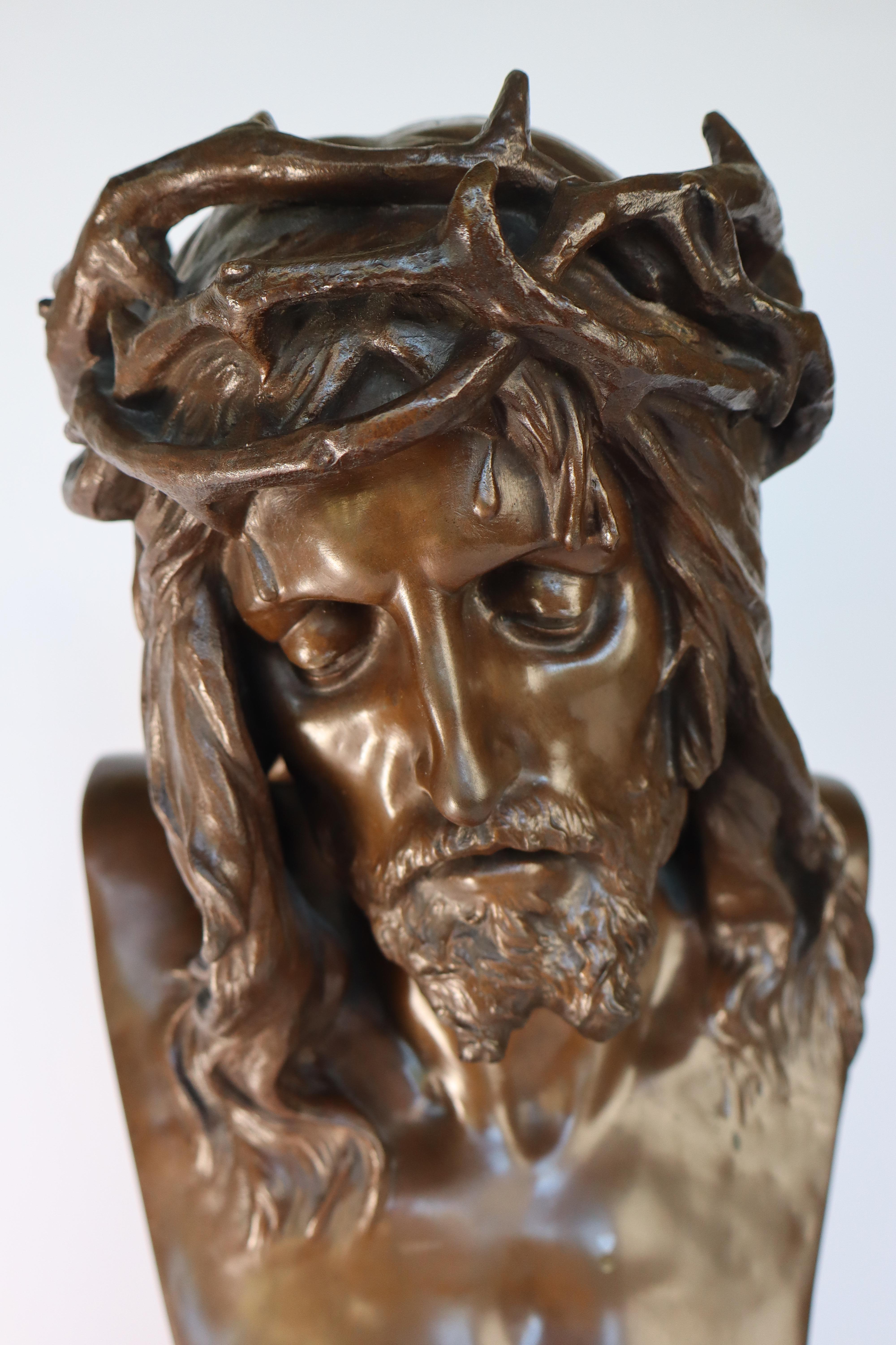 Neoclassico Eugène Marioton: Scultura in bronzo di Cristo, timbro Sciot Decauville Parigi in vendita