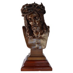 Eugène Marioton: Bronze sculpture of Christ, stamped Sciot Decauville Paris